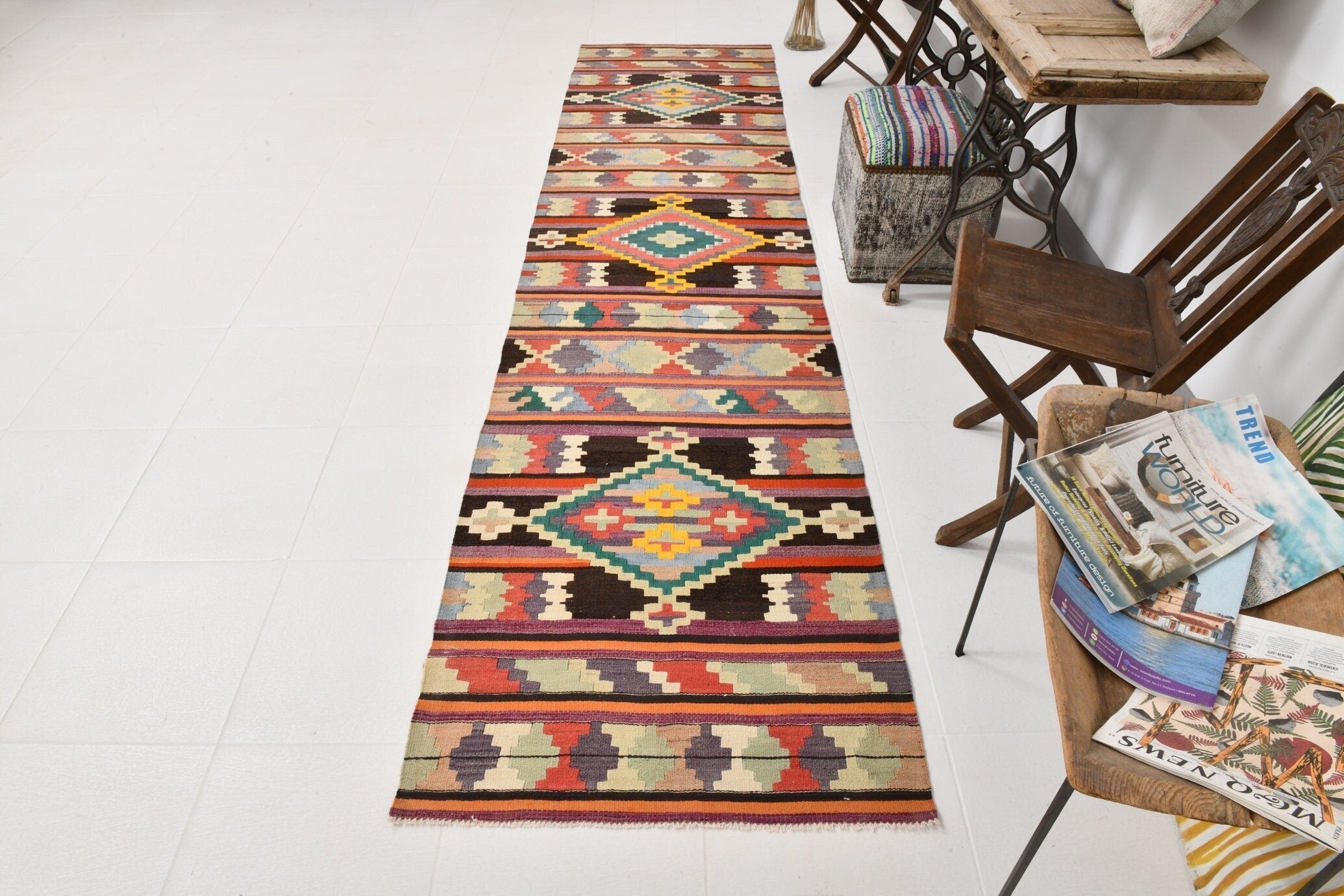 Vintage Kilim Anatolian 2’9’’ x 11’11’’ ft