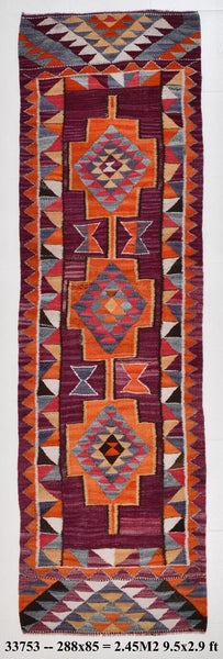 Vintage Kilim Anatolian 2'9" x 9'5" ft