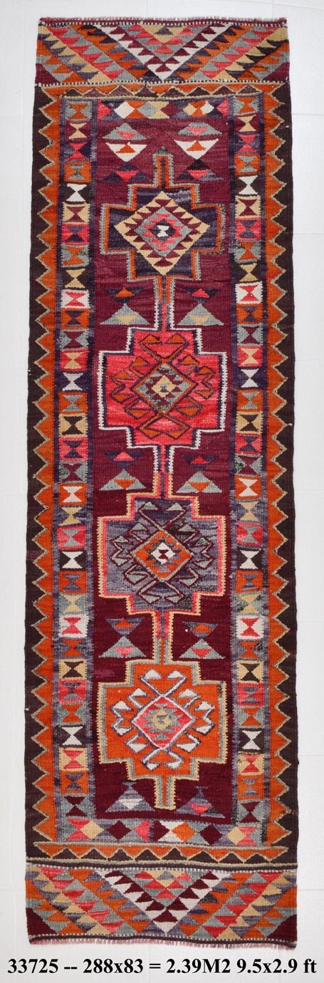 Vintage Kilim Anatolian 2'9" x 9'5" ft