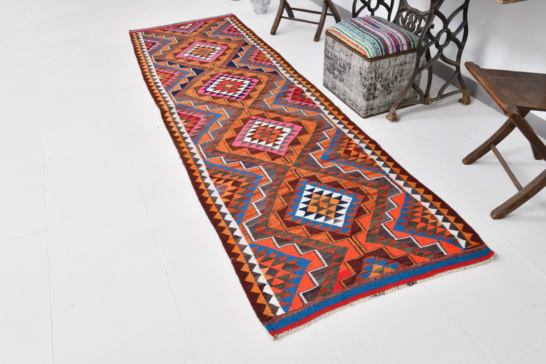 Vintage Kilim Anatolian 3’1’’ x 10’2’’ ft