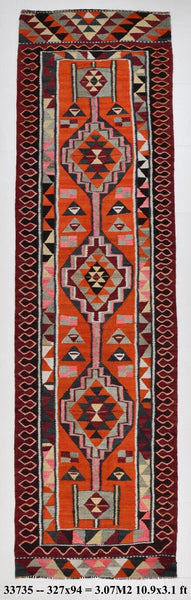 Vintage Kilim Anatolian 3’1’’ x 10’9’’ ft
