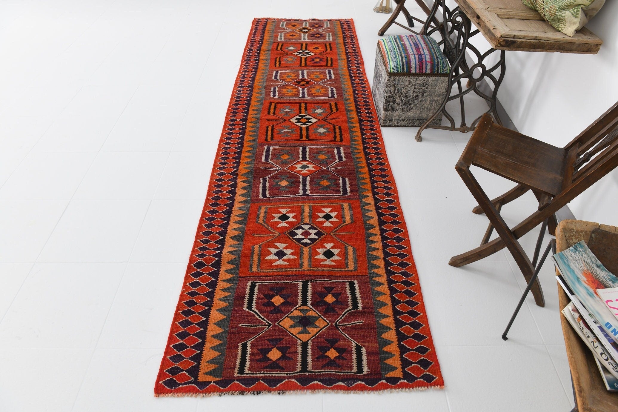 Vintage Kilim Anatolian 3'1" x 11'5" ft