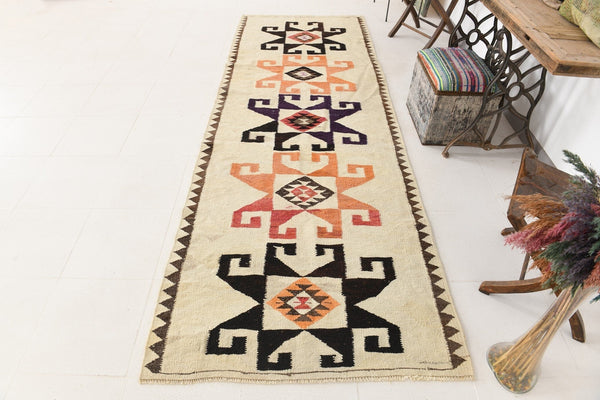 Vintage Kilim Anatolian 3'10" x 10'10" ft