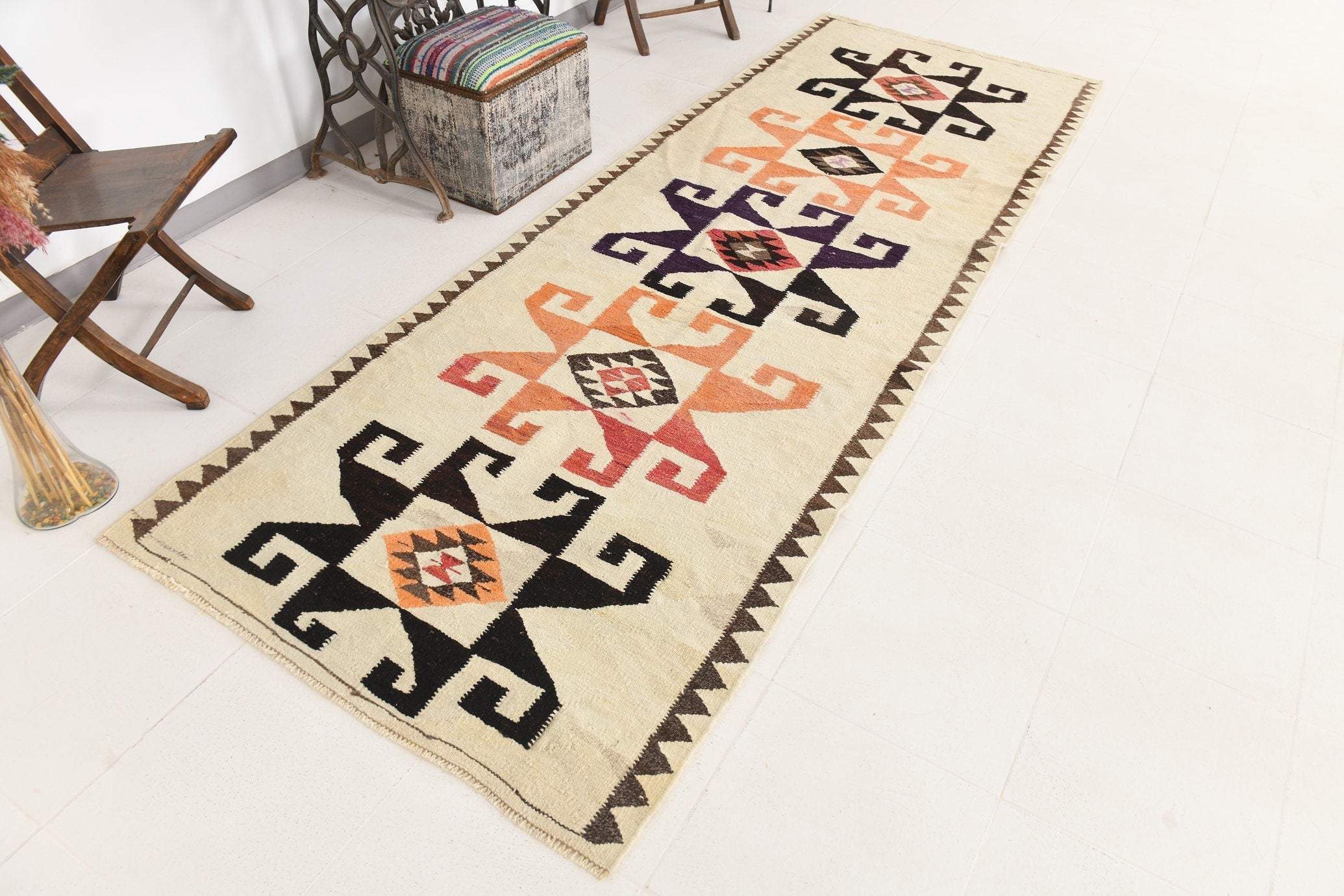 Vintage Kilim Anatolian 3'10" x 10'10" ft