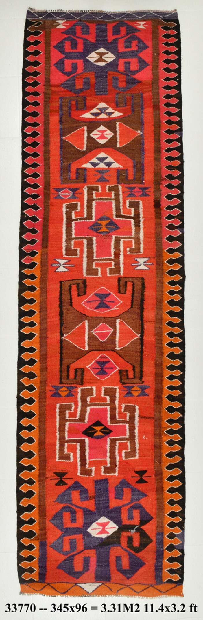 Vintage Kilim Anatolian 3'2" x 11'4" ft