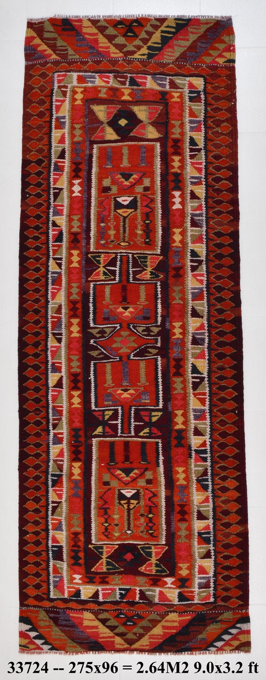 Vintage Kilim Anatolian 3'2" x 9'0" ft