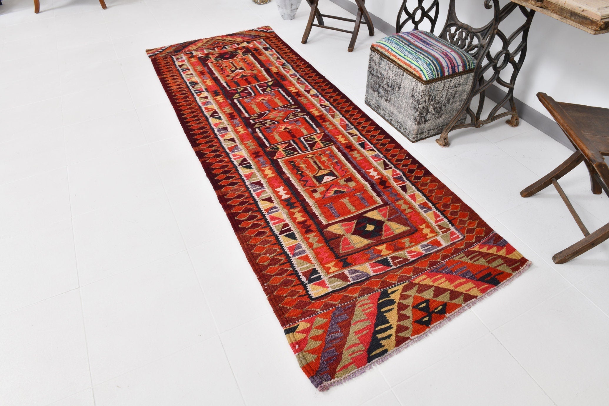 Vintage Kilim Anatolian 3'2" x 9'0" ft