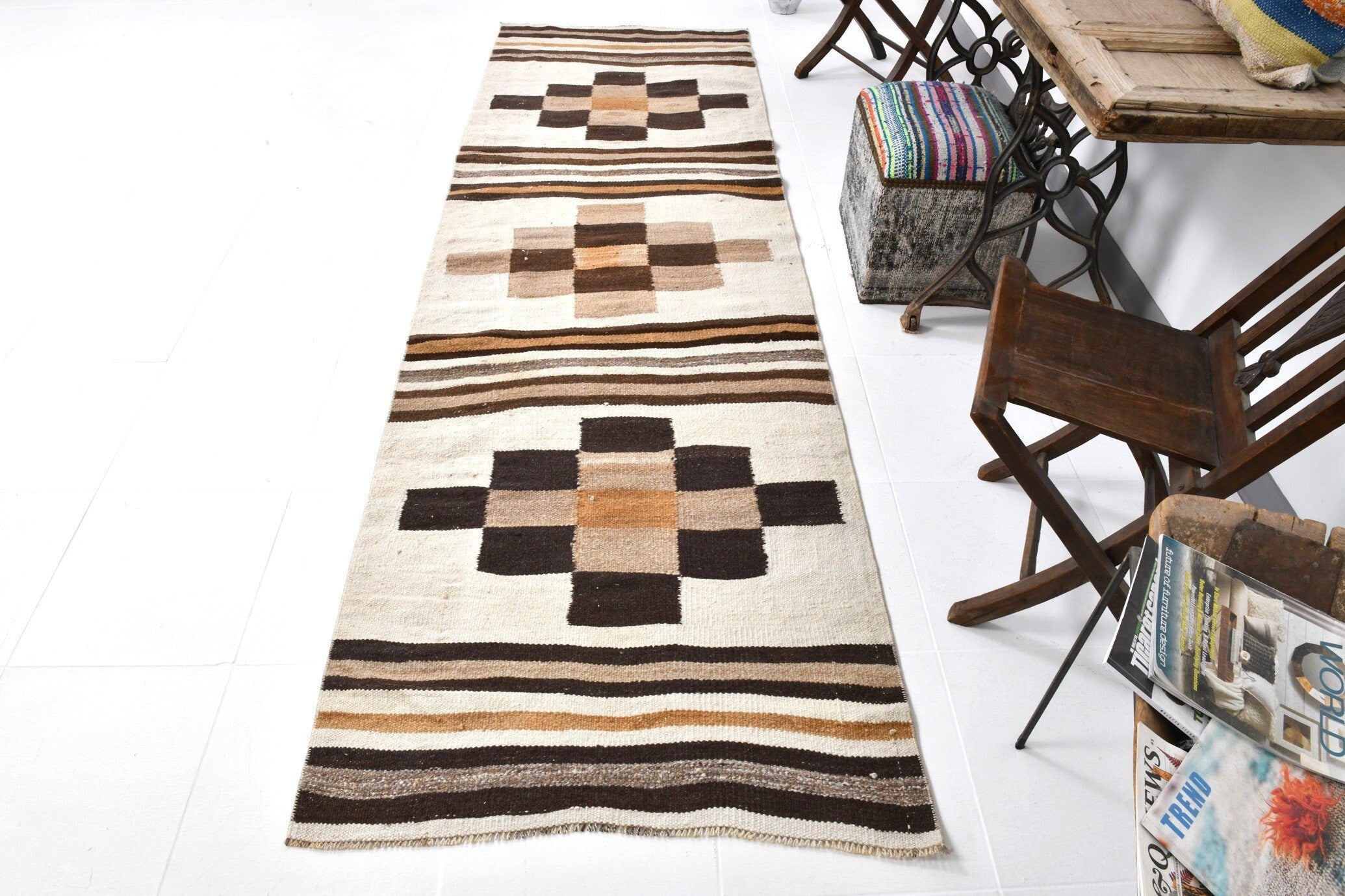 Vintage Kilim Anatolian 3'3" x 10'5" ft