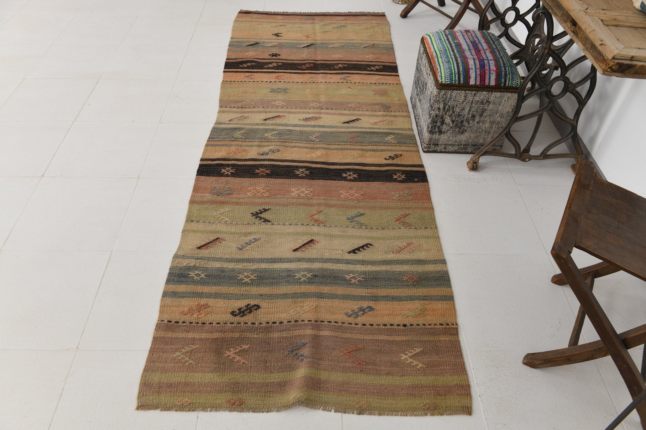 Vintage Kilim Anatolian 3'3" x 9'3" ft