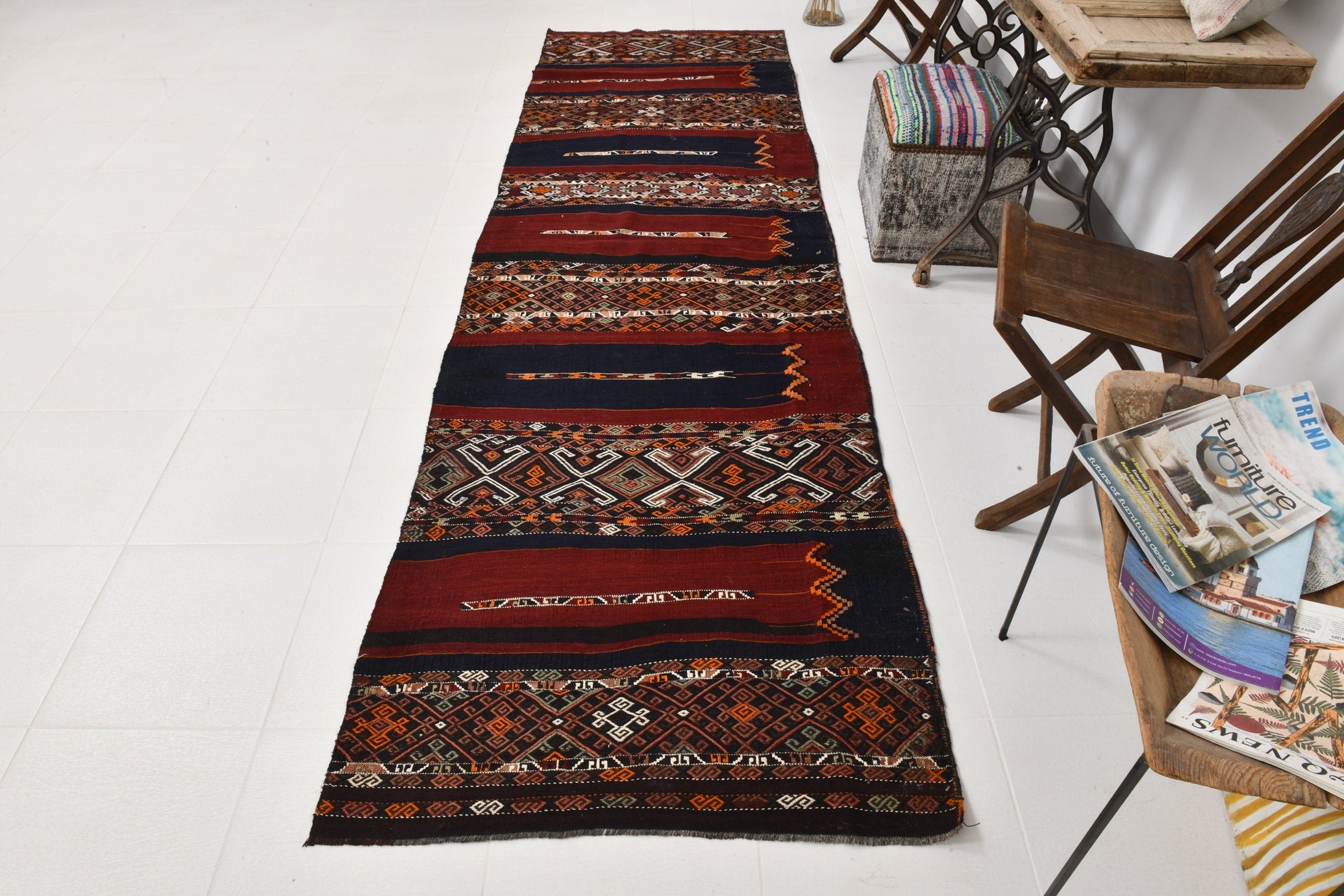 Vintage Kilim Anatolian 3’4’’ x 11’2’’ ft