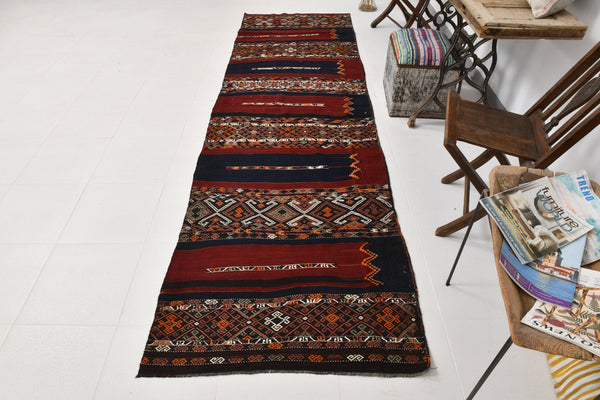 Vintage Kilim Anatolian 3’4’’ x 11’2’’ ft
