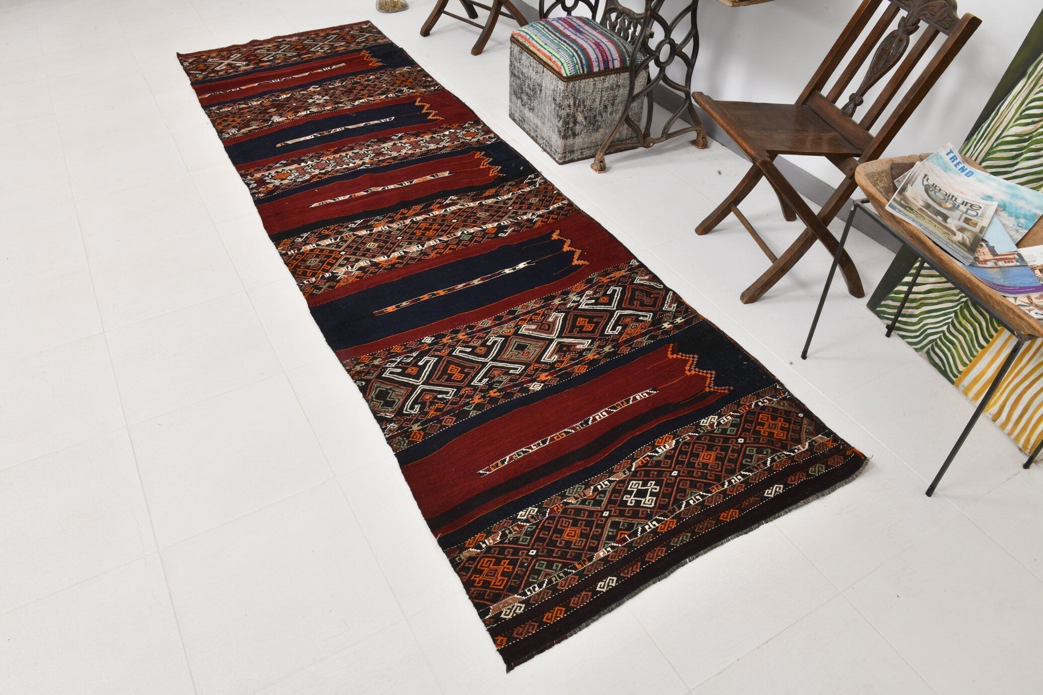 Vintage Kilim Anatolian 3’4’’ x 11’2’’ ft