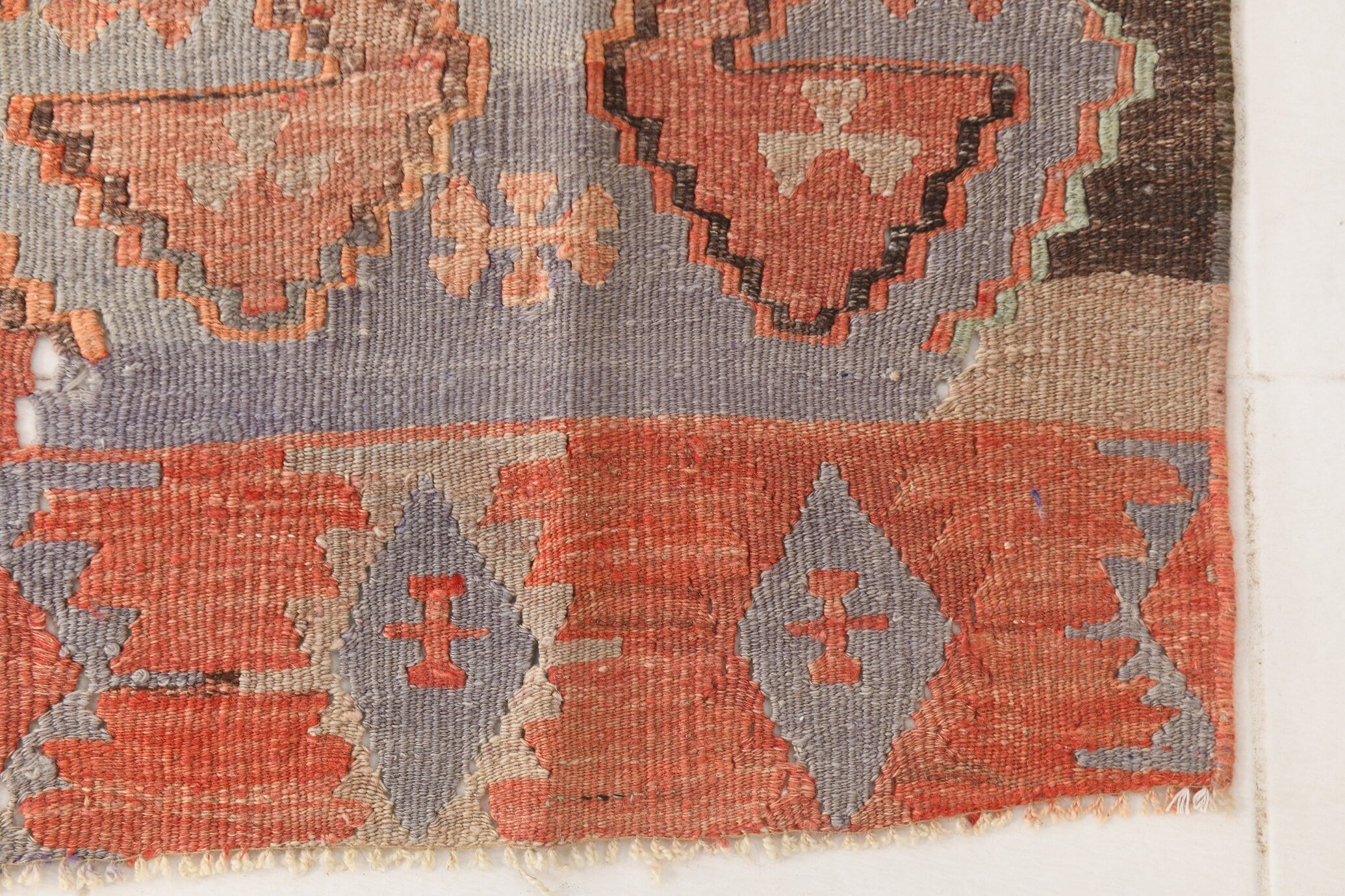 Vintage Kilim Anatolian 3'4" x 14'3" ft