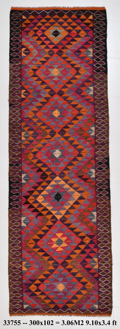 Vintage Kilim Anatolian 3’4’’ x 9’10’’ ft