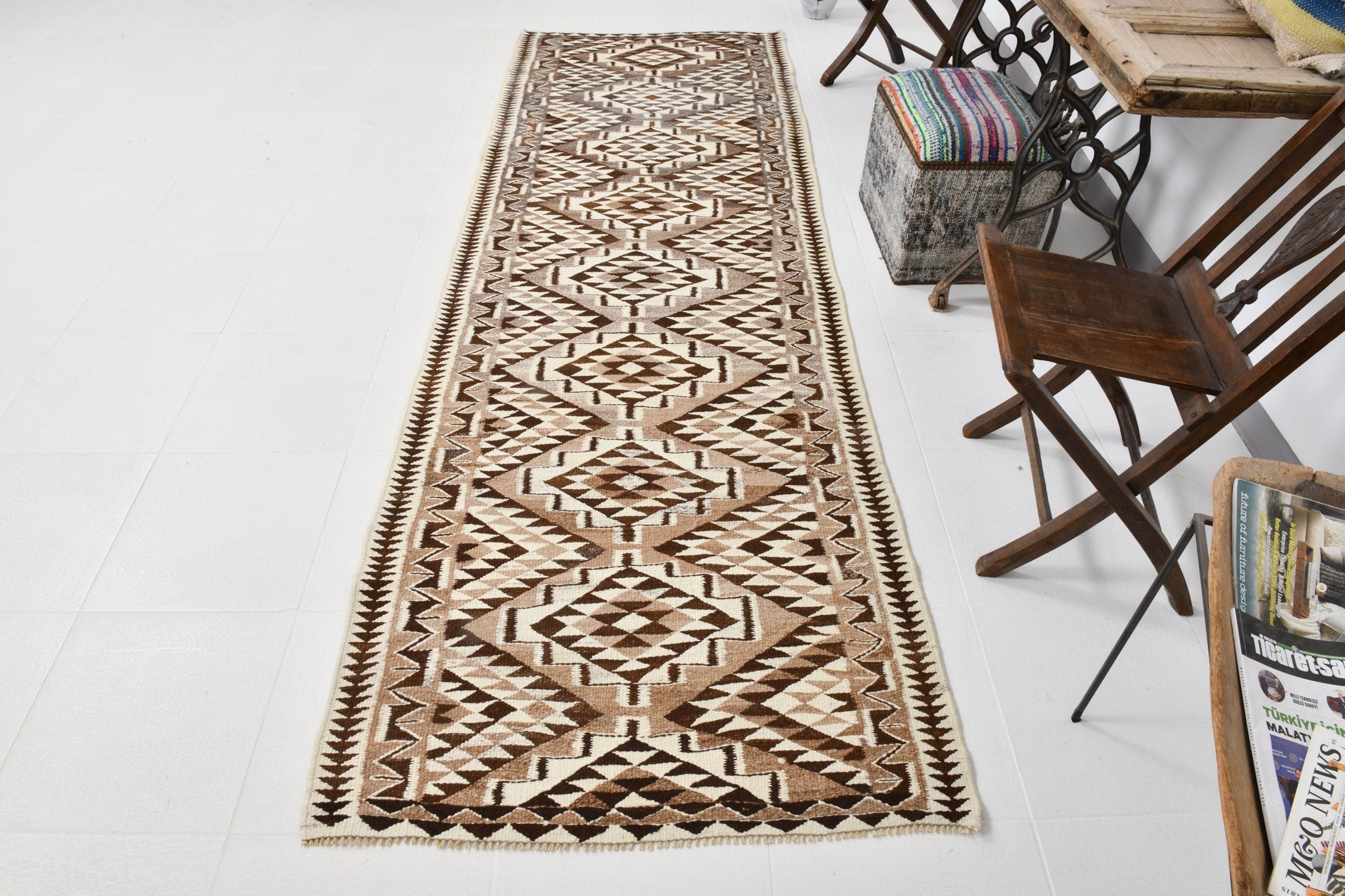 Vintage Kilim Anatolian 3’5’’ x 10’3’’ ft