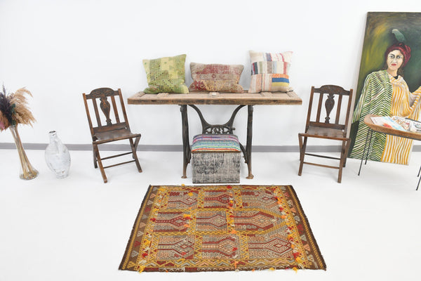 Vintage Kilim Anatolian 3'5" x 4'5" ft