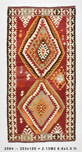 Vintage Kilim Anatolian 3’5’’ x 6’8’’ ft