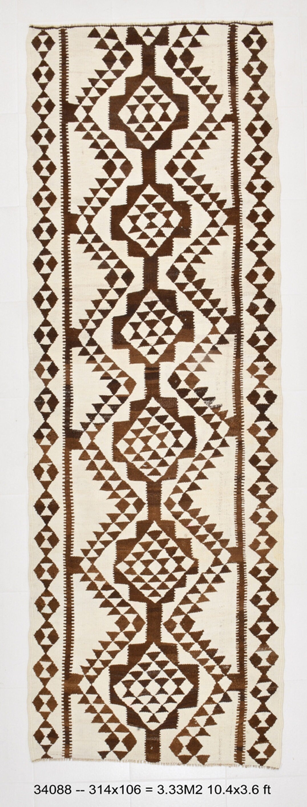Vintage Kilim Anatolian 3’6’’ x 10’4’’ ft