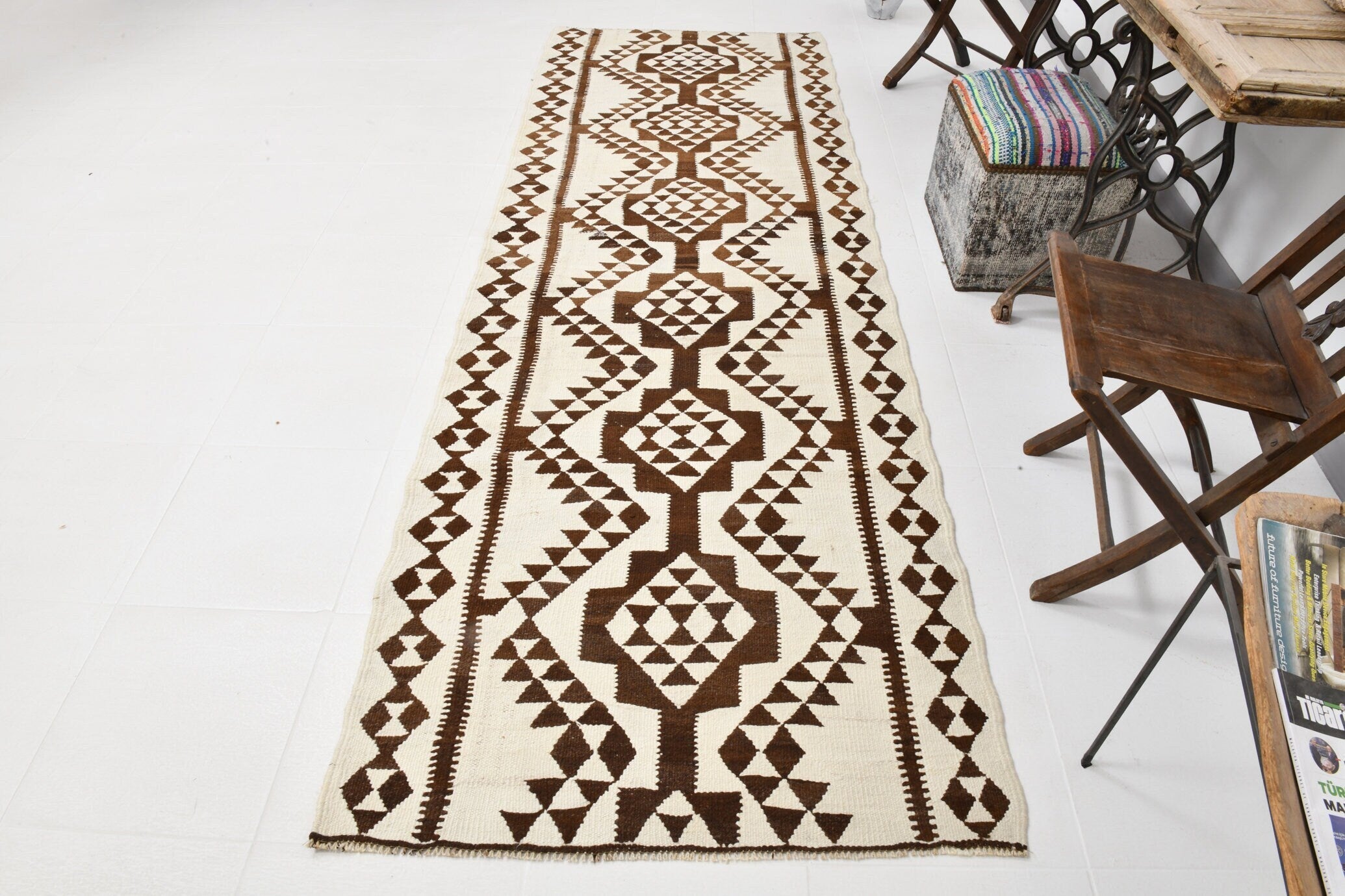 Vintage Kilim Anatolian 3’6’’ x 10’4’’ ft