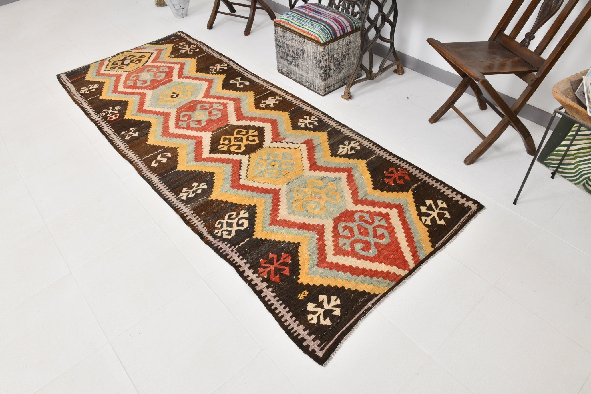 Vintage Kilim Anatolian 3'6" x 9'3" ft