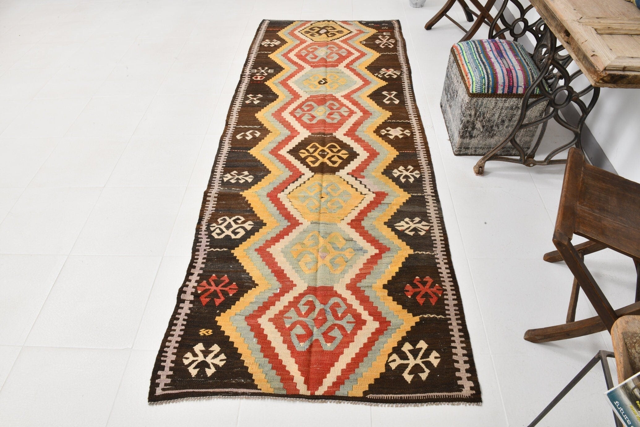 Vintage Kilim Anatolian 3'6" x 9'3" ft