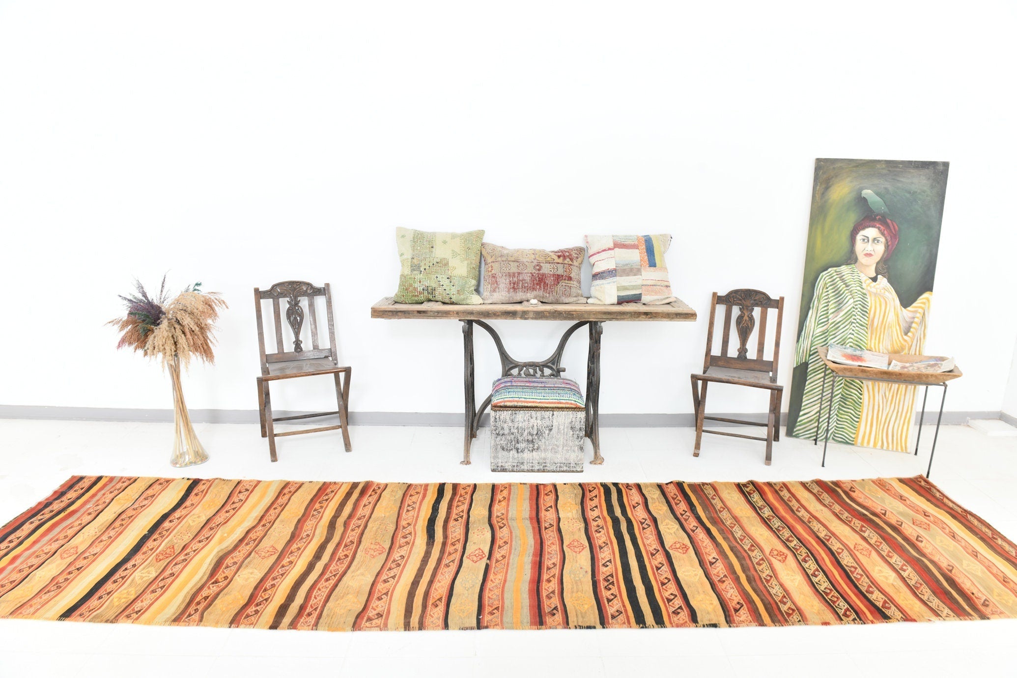 Vintage Kilim Anatolian 3’7’’ x 13’11’’ ft