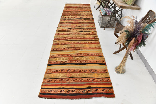 Vintage Kilim Anatolian 3’7’’ x 13’11’’ ft