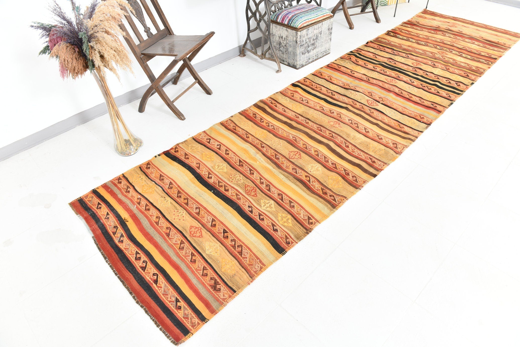 Vintage Kilim Anatolian 3’7’’ x 13’11’’ ft
