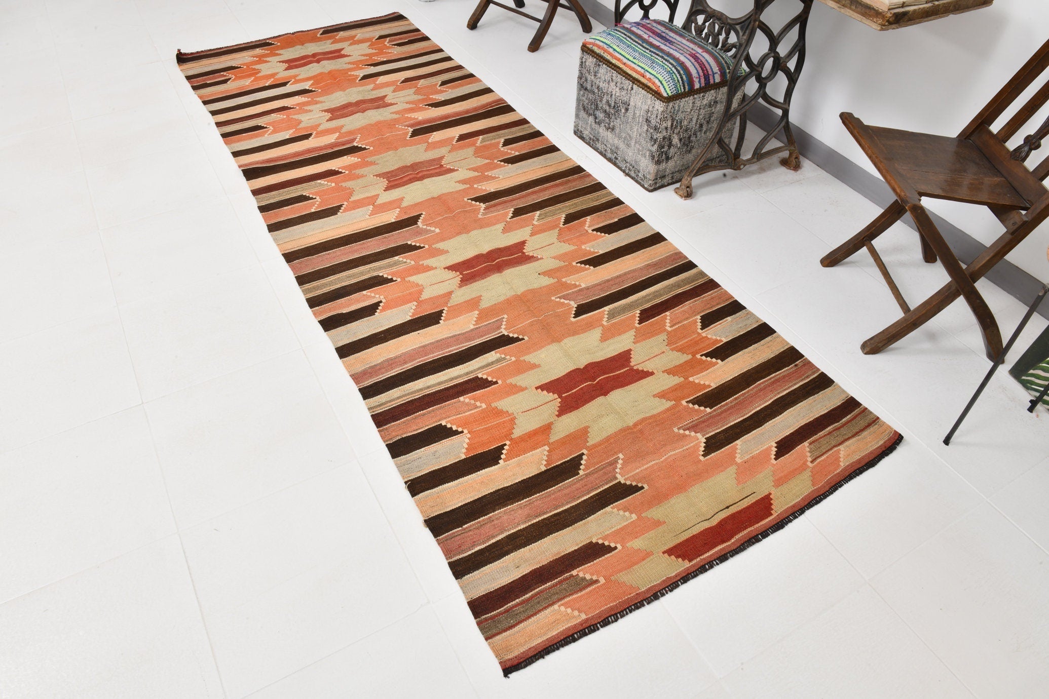 Vintage Kilim Anatolian 3'7" x 9'11" ft