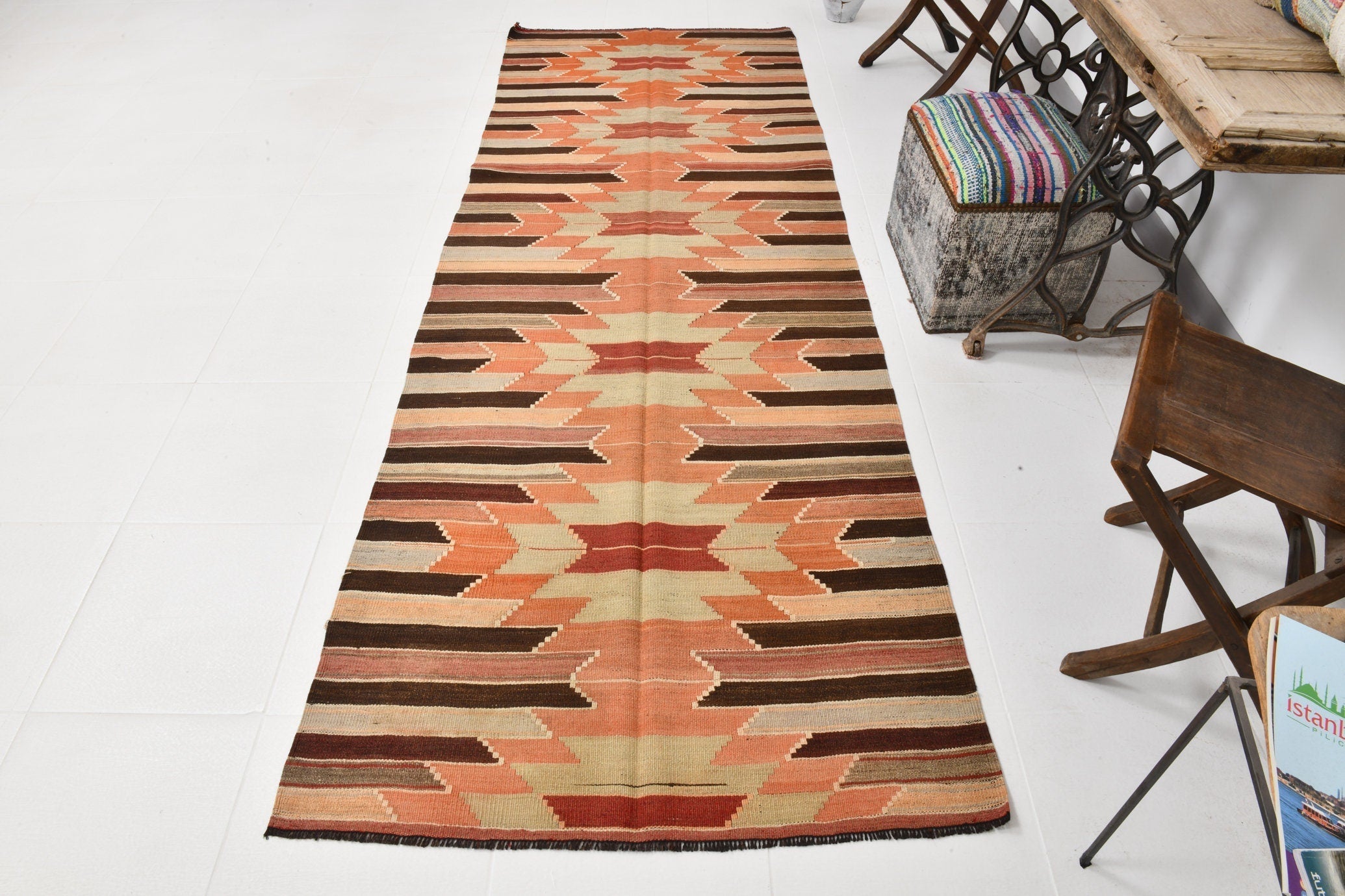 Vintage Kilim Anatolian 3'7" x 9'11" ft