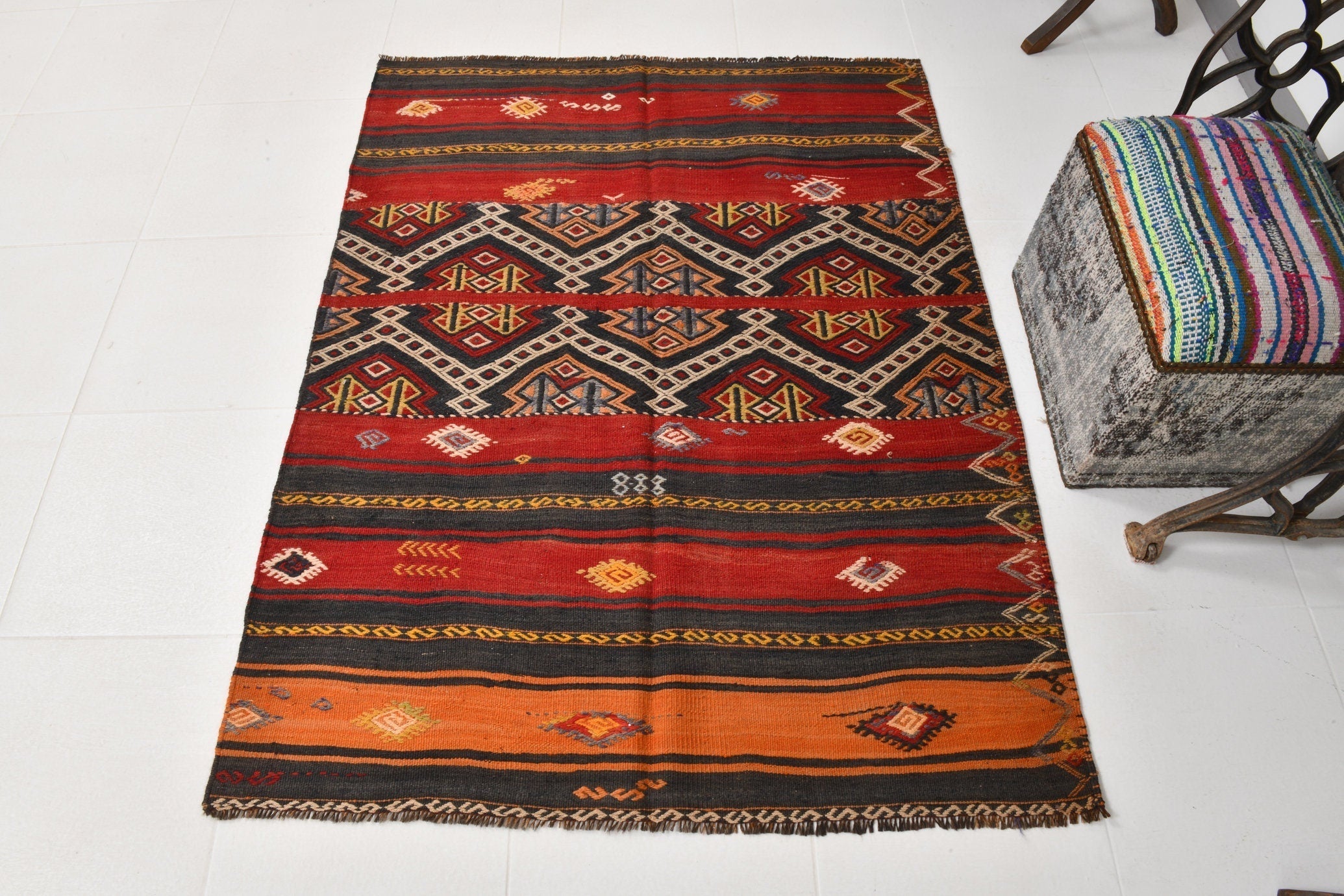 Vintage Kilim Anatolian 4'0" x 5'2" ft