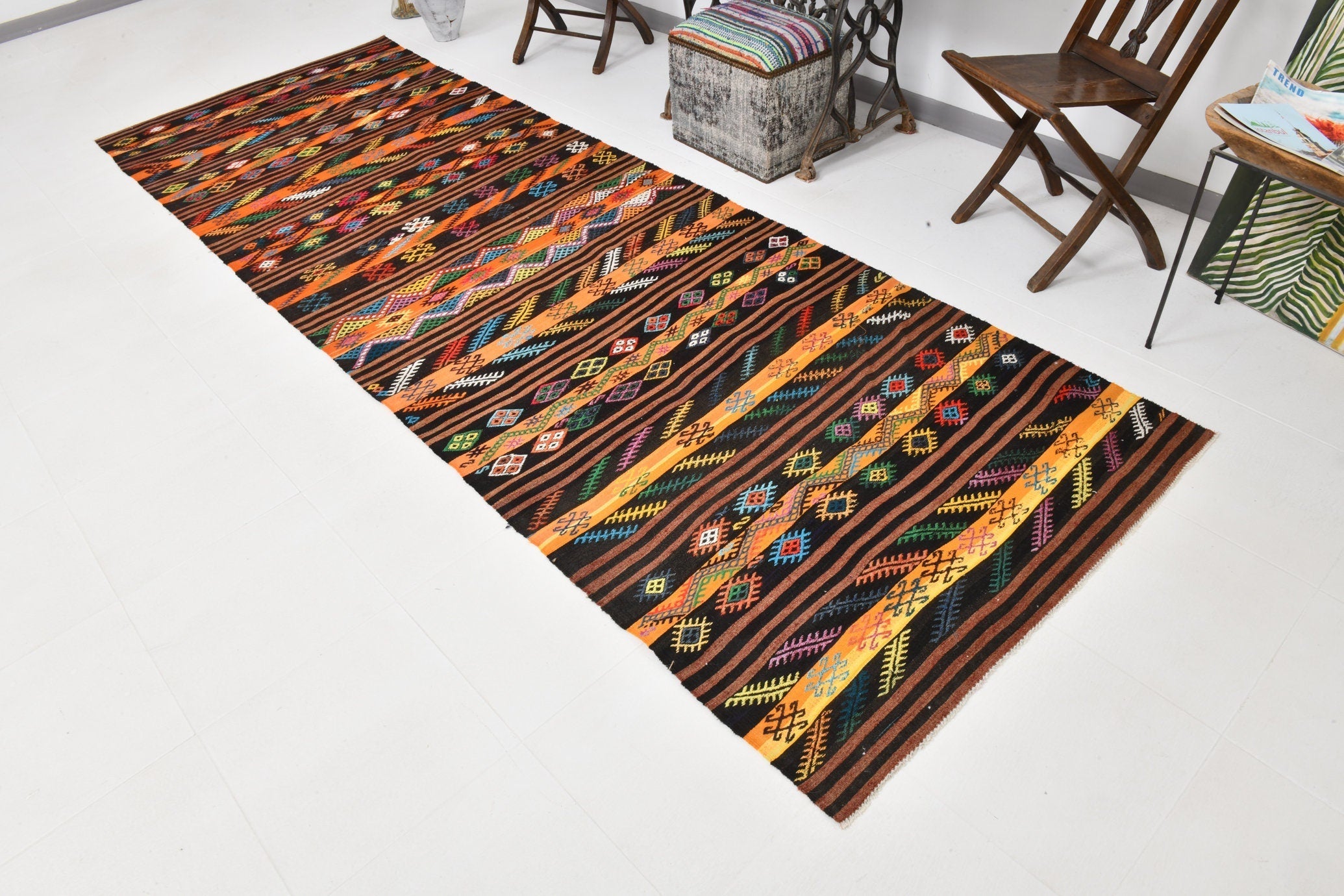 Vintage Kilim Anatolian 4'1" x 12'2" ft