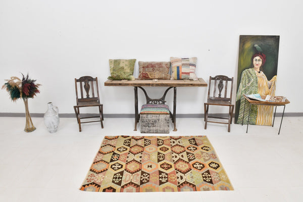 Vintage Kilim Anatolian 4'1" x 5'2" ft