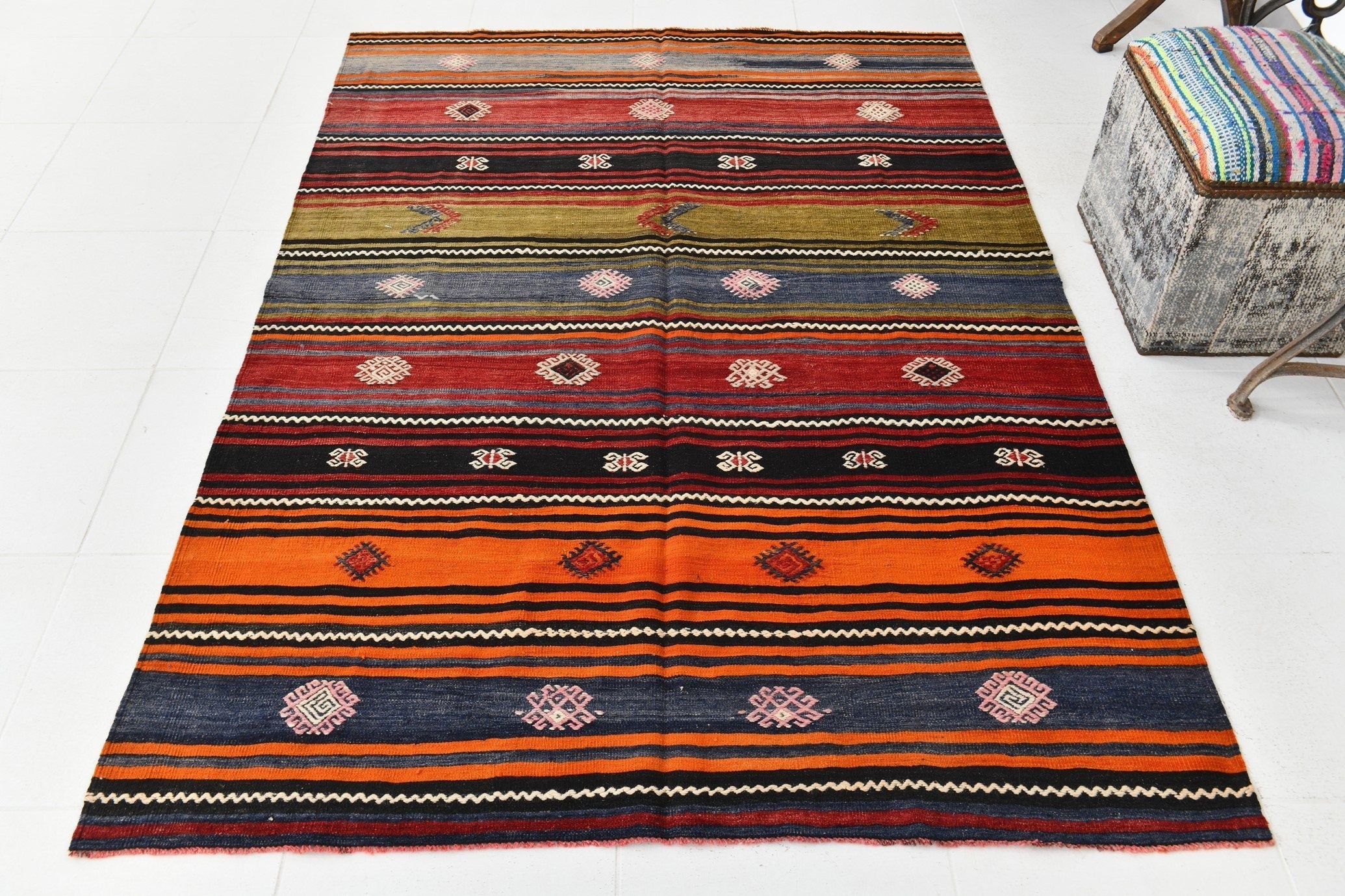 Vintage Kilim Anatolian 4'10" x 6'10" ft