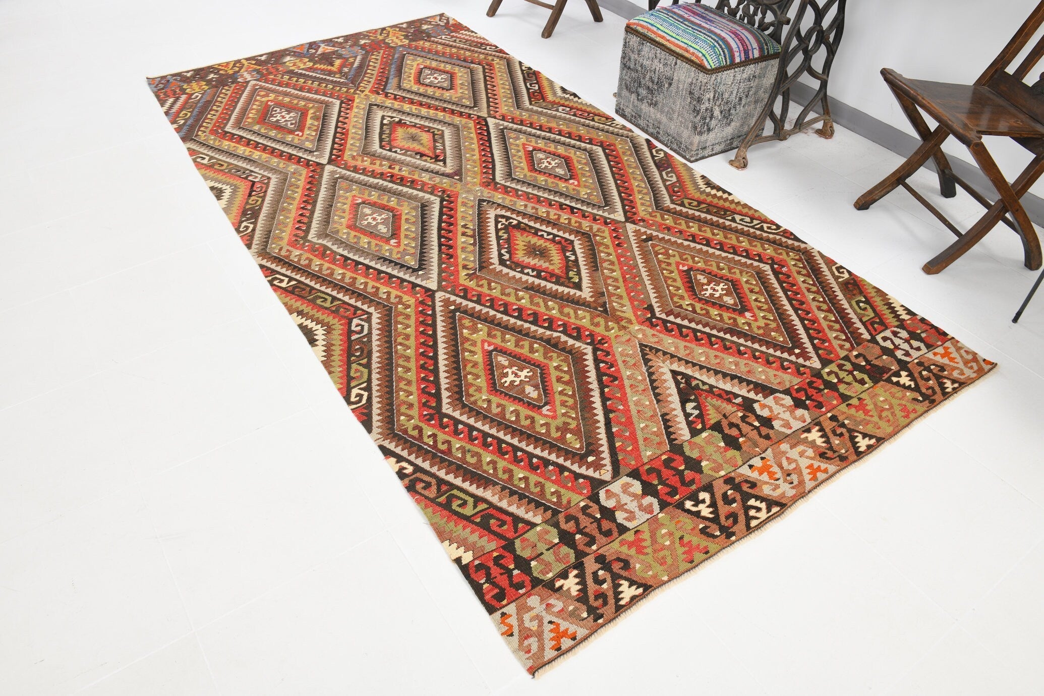 Vintage Kilim Anatolian 4'10" x 9'9" ft