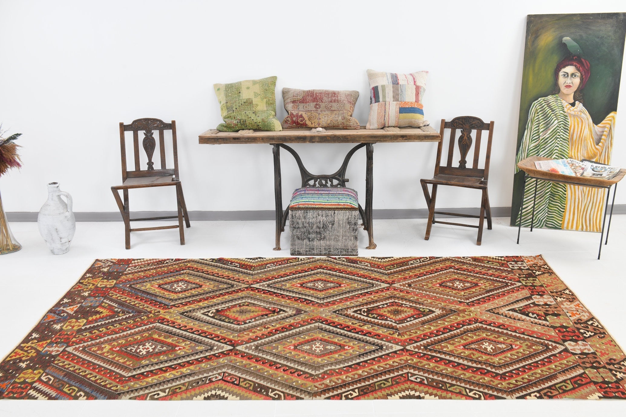 Vintage Kilim Anatolian 4'10" x 9'9" ft