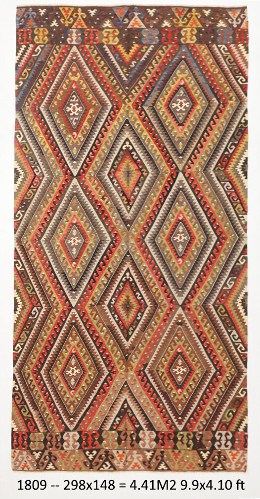 Vintage Kilim Anatolian 4'10" x 9'9" ft