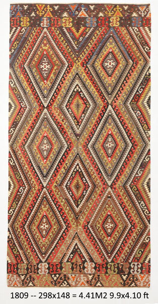 Vintage Kilim Anatolian 4'10" x 9'9" ft