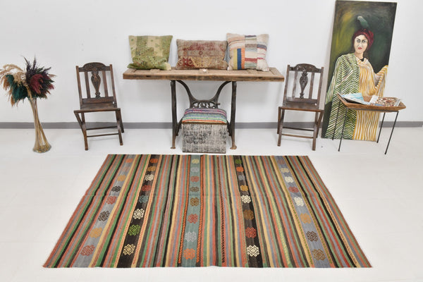 Vintage Kilim Anatolian 4'11" x 6'11" ft