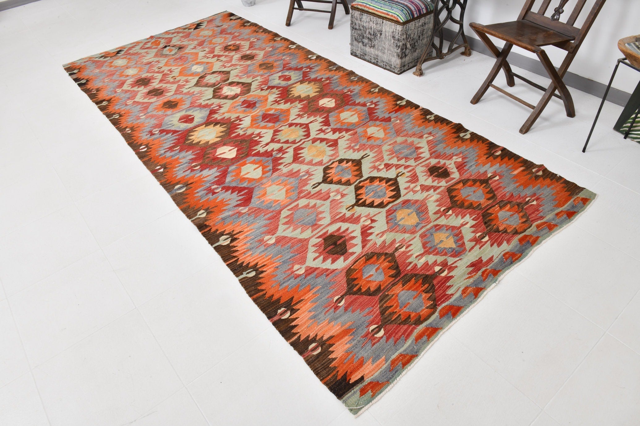 Vintage Kilim Anatolian 4’12’’ x 11’3’’ ft