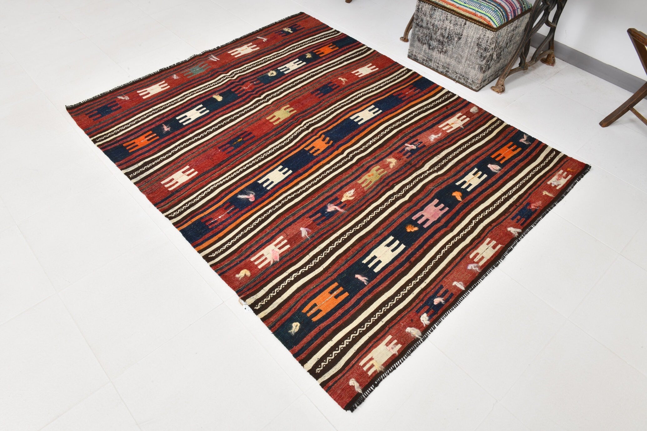 Vintage Kilim Anatolian 4'12" x 6'2" ft