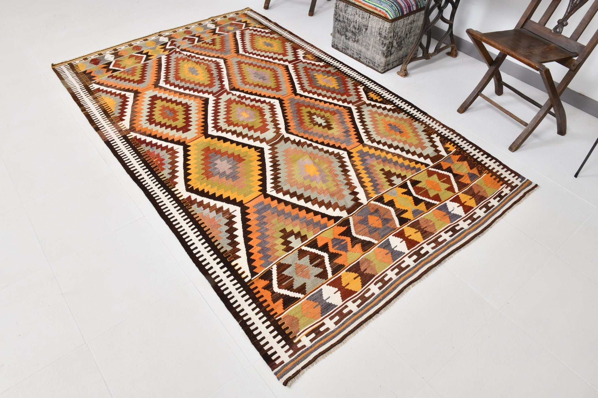 Vintage Kilim Anatolian 4'12" x 8'2" ft