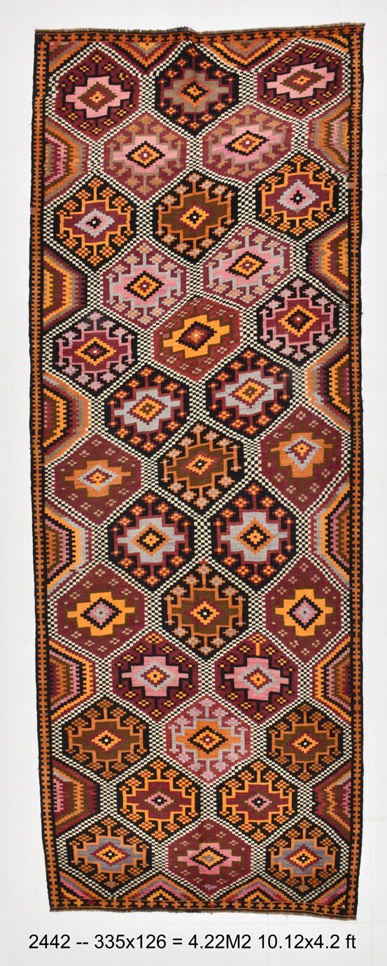 Vintage Kilim Anatolian 4'2" x 10'12" ft