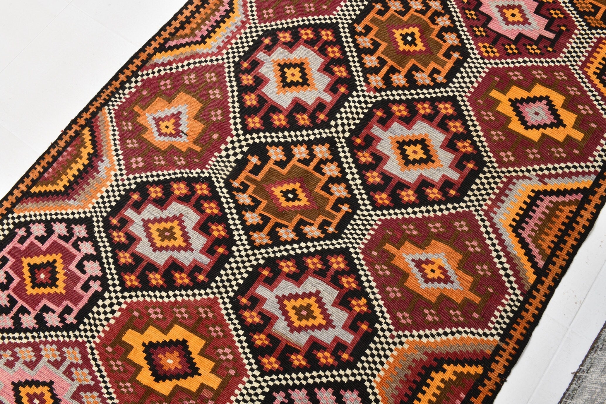 Vintage Kilim Anatolian 4'2" x 10'12" ft