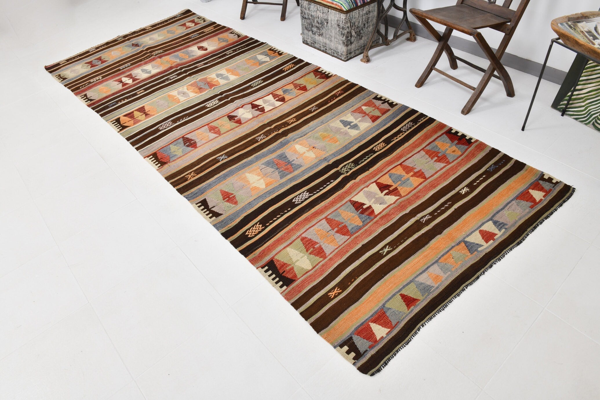 Vintage Kilim Anatolian 4'2" x 11'3" ft