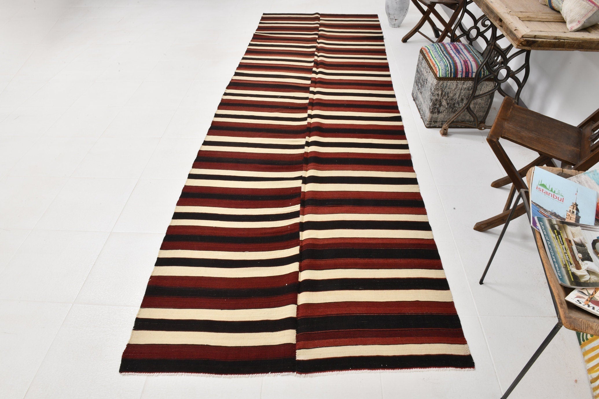 Vintage Kilim Anatolian 4'2" x 13'1" ft