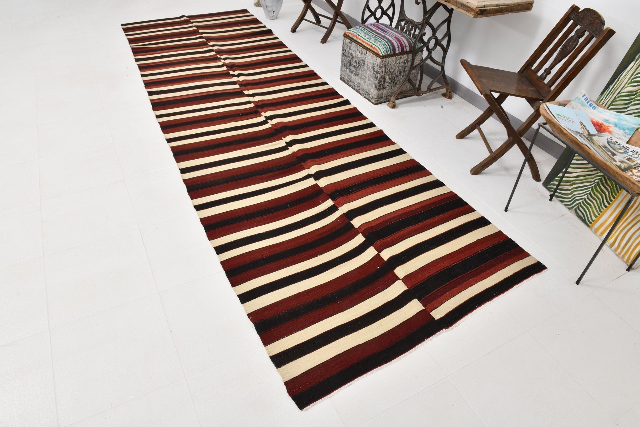 Vintage Kilim Anatolian 4'2" x 13'1" ft