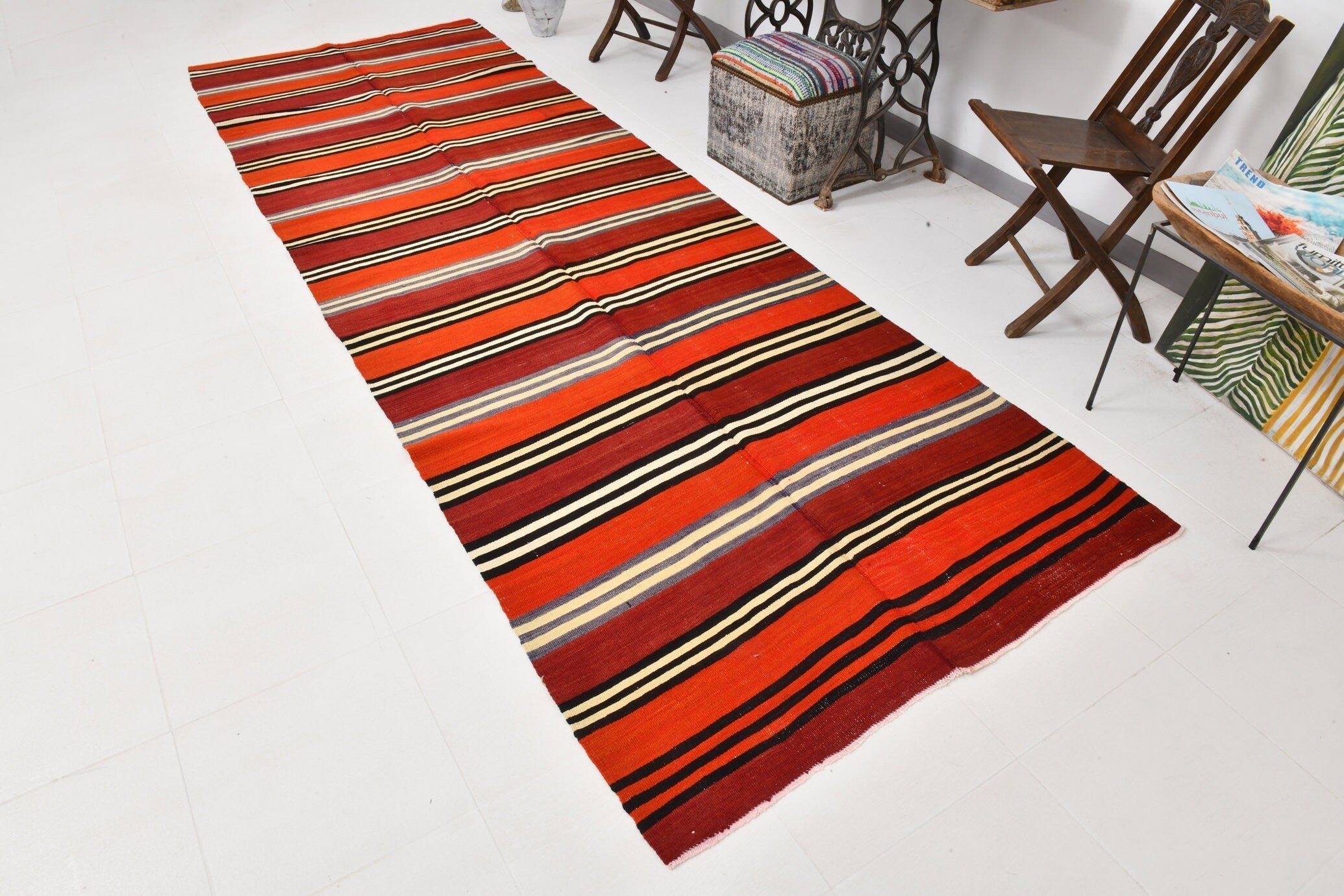 Vintage Kilim Anatolian 4'4" x 13'0" ft