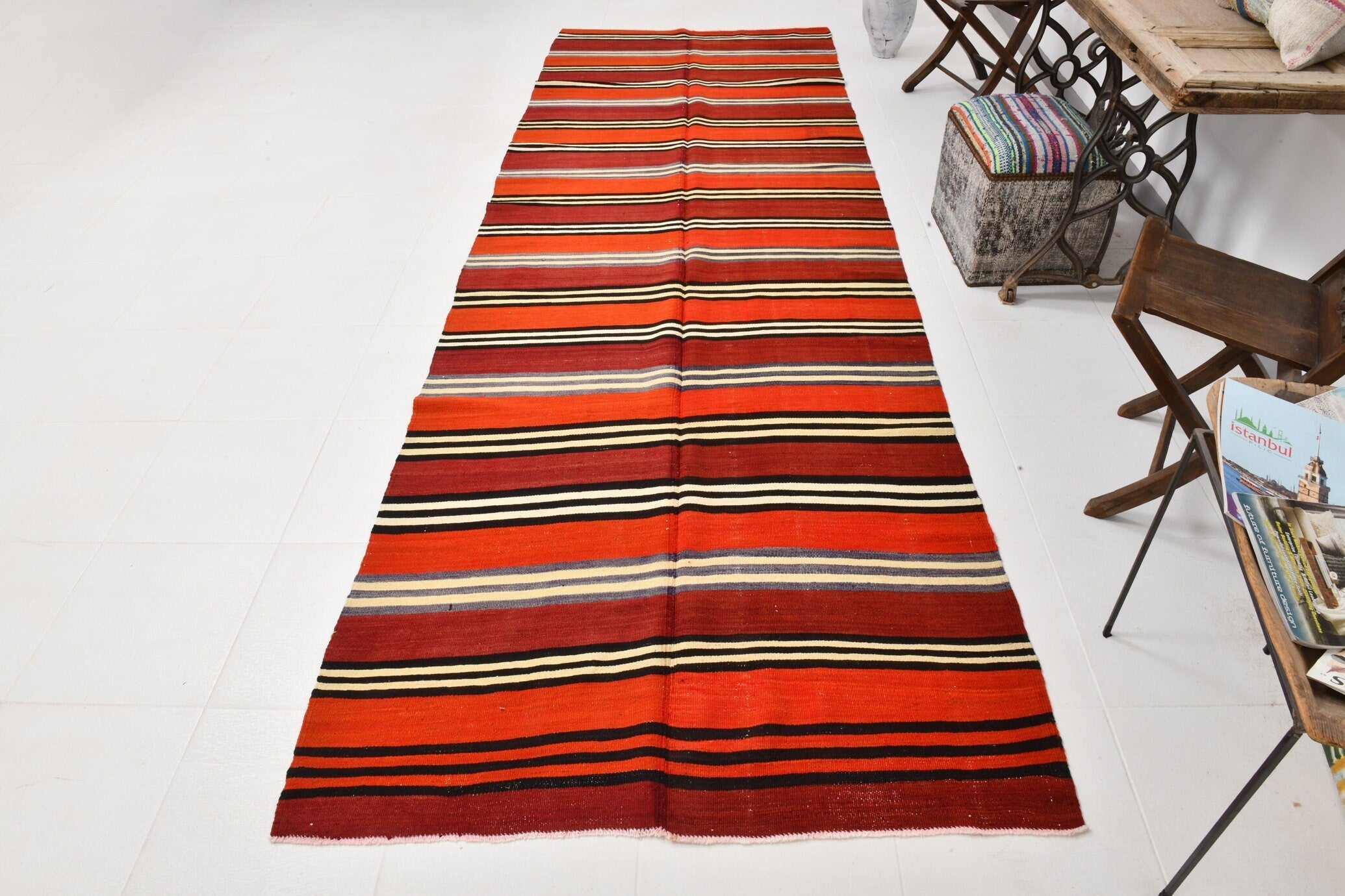 Vintage Kilim Anatolian 4'4" x 13'0" ft