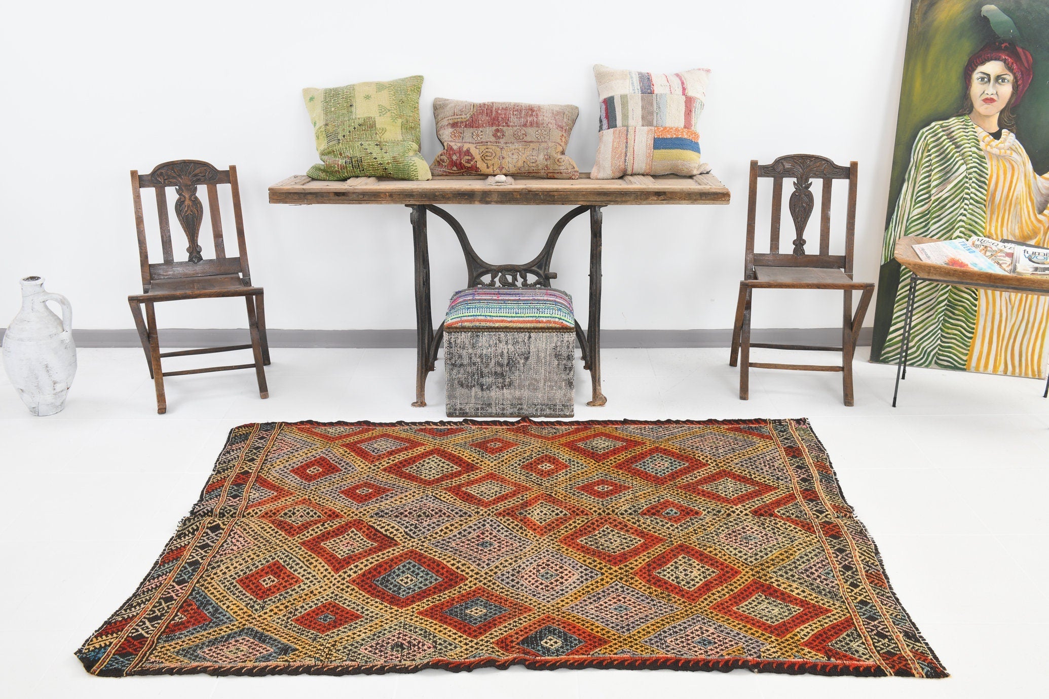 Vintage Kilim Anatolian 4’4’’ x 6’4’’ ft